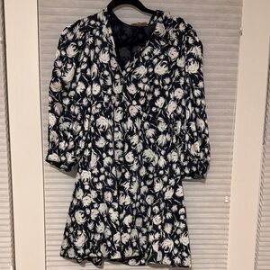 cinq a sept navy and White Floral V-Neck mini dress